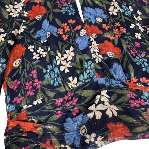 ASTR the Label Dark Floral Cropped Blouse Top Sz.M Multi Open Back Romantic - Picture 15 of 16